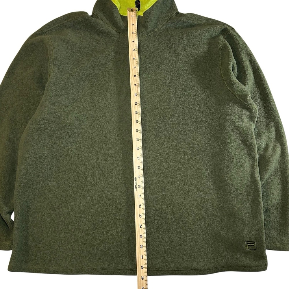 FILA Polartec Fleece Army / Neon Green‎ Men's 2XL Quarter Zip - Picture 4 of 11